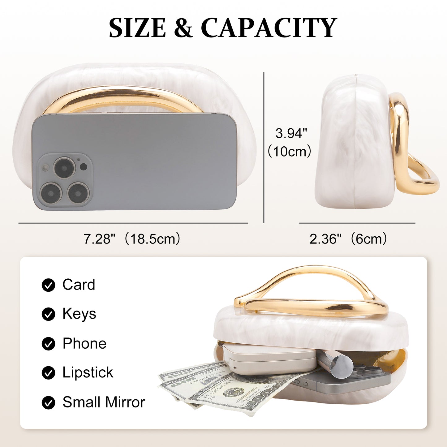 Women's Fashion Luxury Evening Metal Gold Clutch Purse Bag