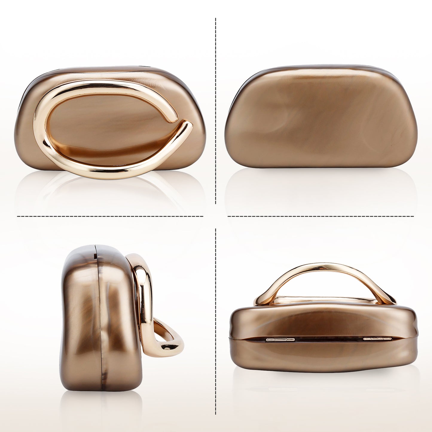 Women's Fashion Luxury Evening Metal Gold Clutch Purse Bag