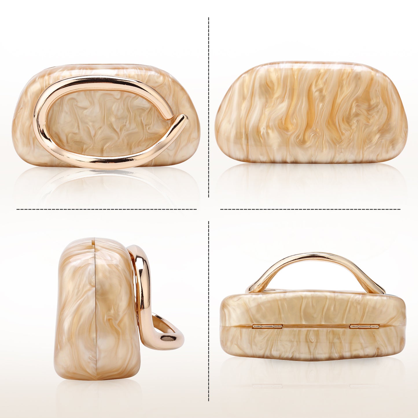 Women's Fashion Luxury Evening Metal Gold Clutch Purse Bag