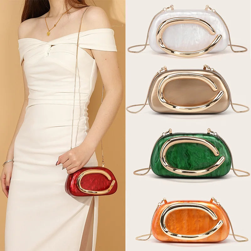 Women's Fashion Luxury Evening Metal Gold Clutch Purse Bag