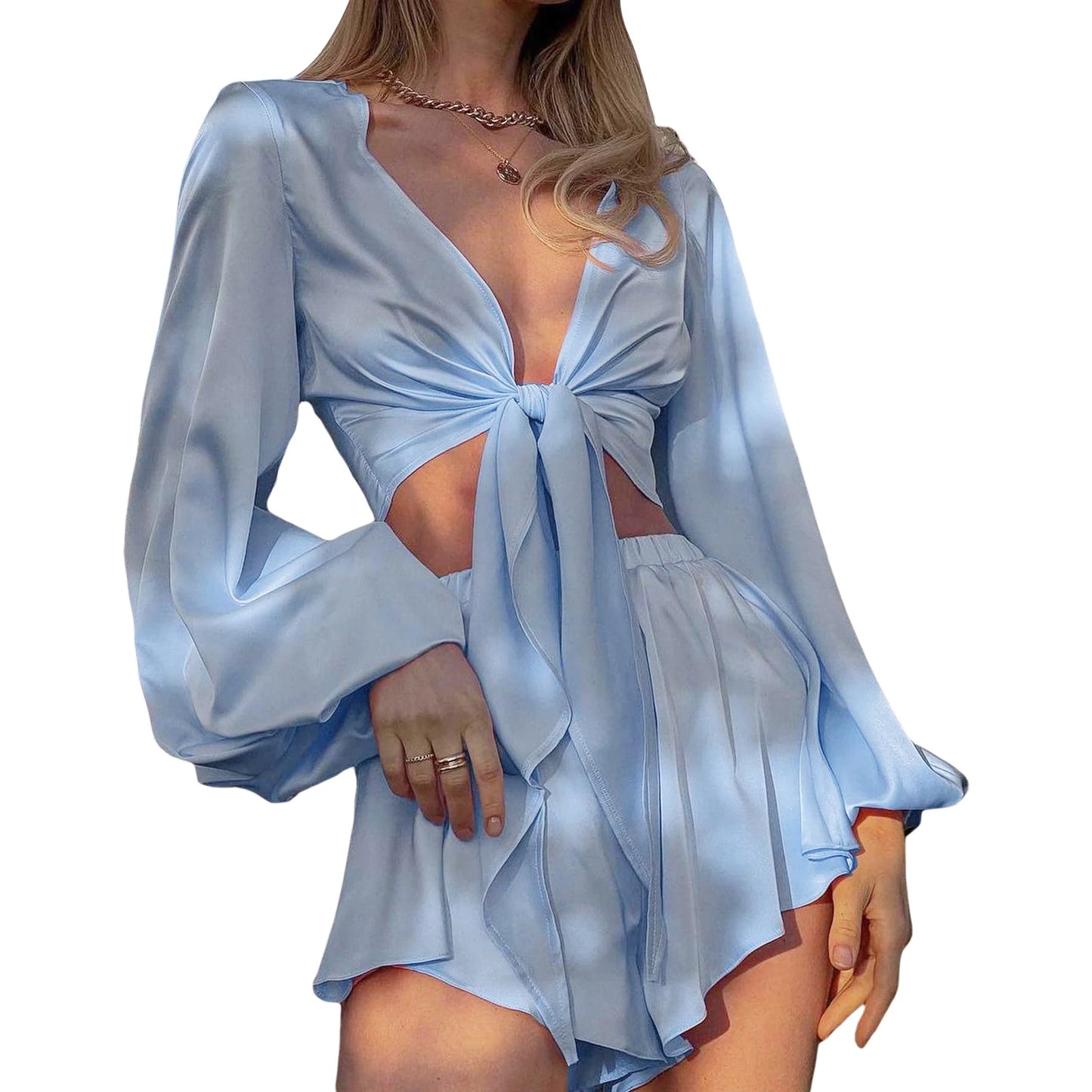 Women s Two Piece Crop Top with High Waist Shorts Vacation Set