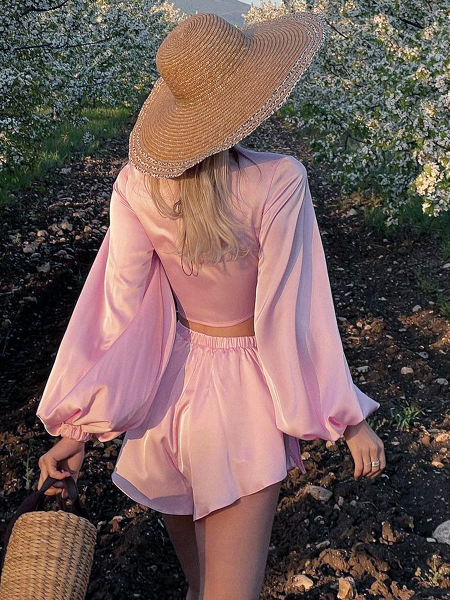 Women s Two Piece Crop Top with High Waist Shorts Vacation Set