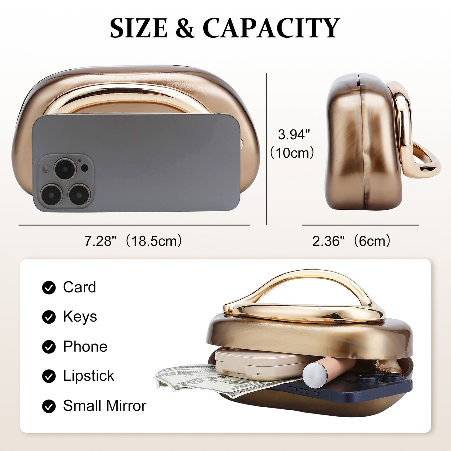 Women's Fashion Luxury Evening Metal Gold Clutch Purse Bag