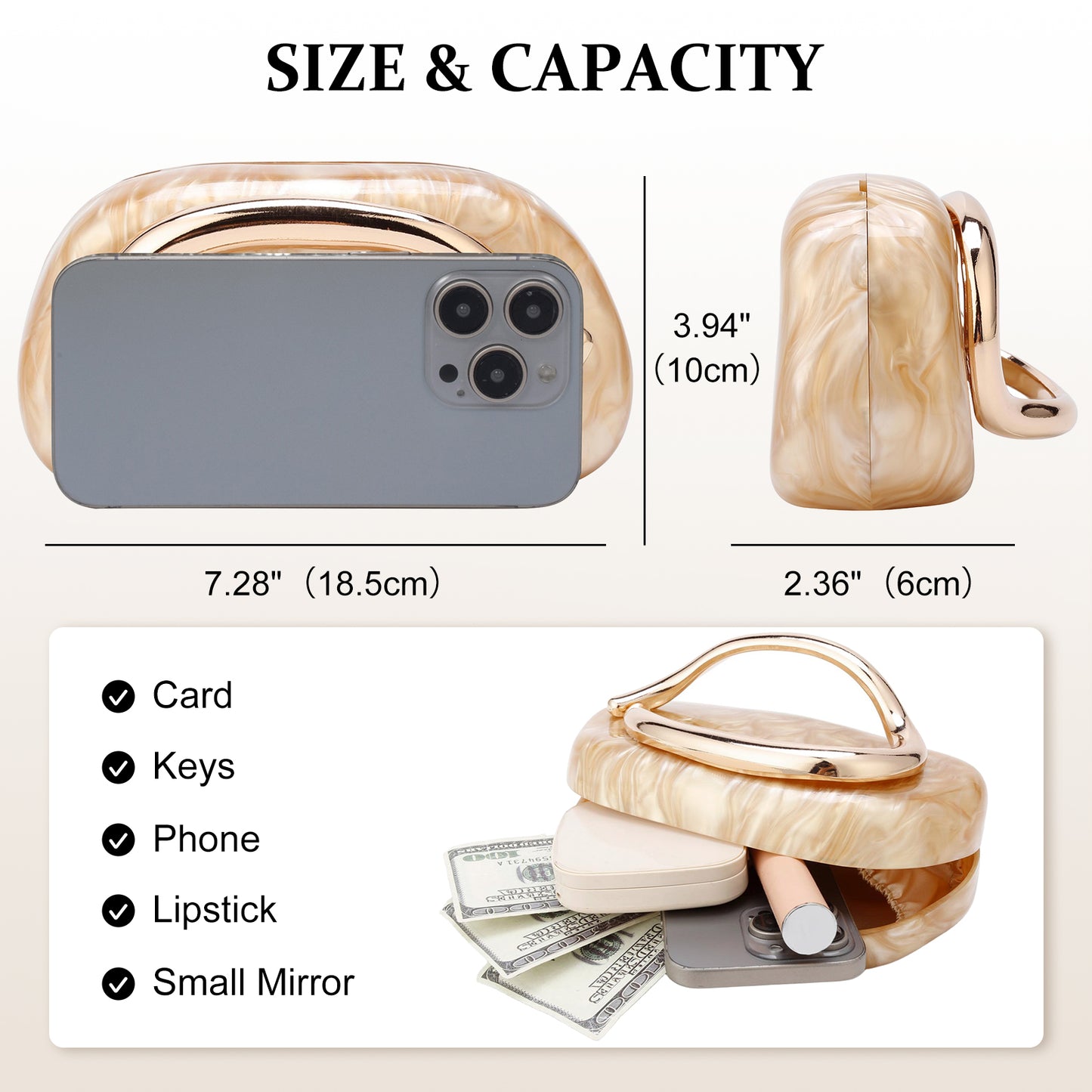 Women's Fashion Luxury Evening Metal Gold Clutch Purse Bag