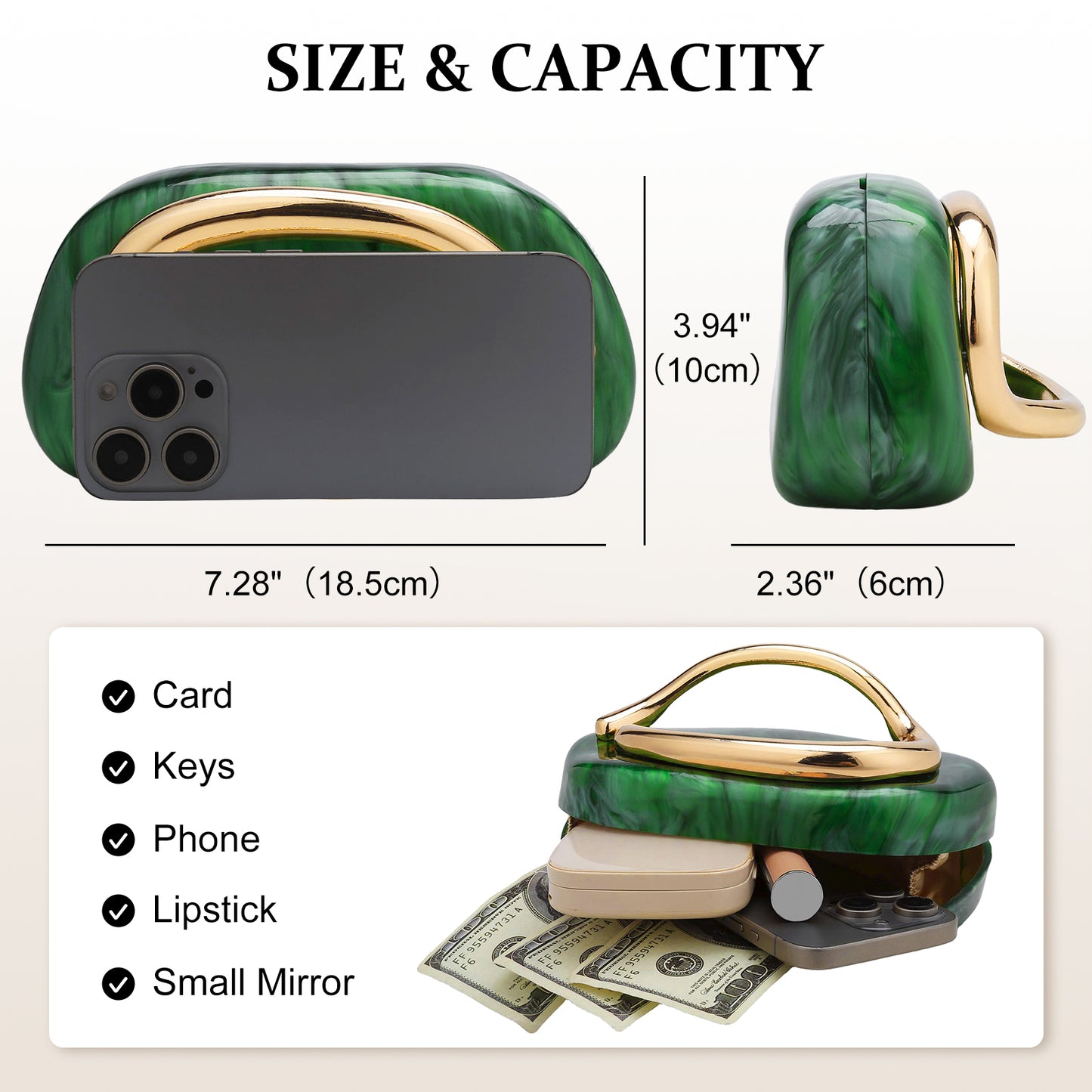 Women's Fashion Luxury Evening Metal Gold Clutch Purse Bag