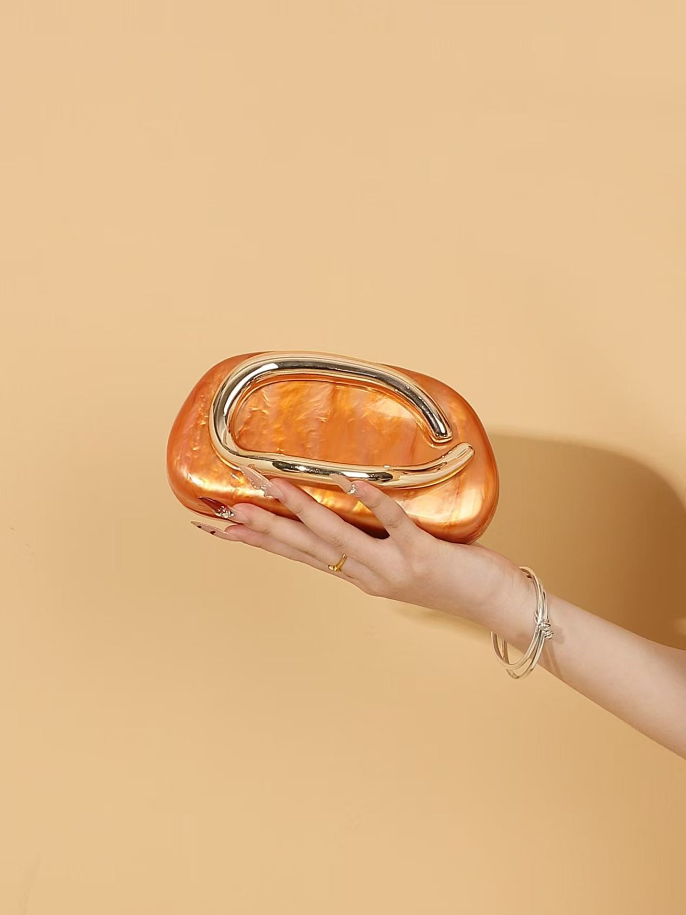 Women's Fashion Luxury Evening Metal Gold Clutch Purse Bag