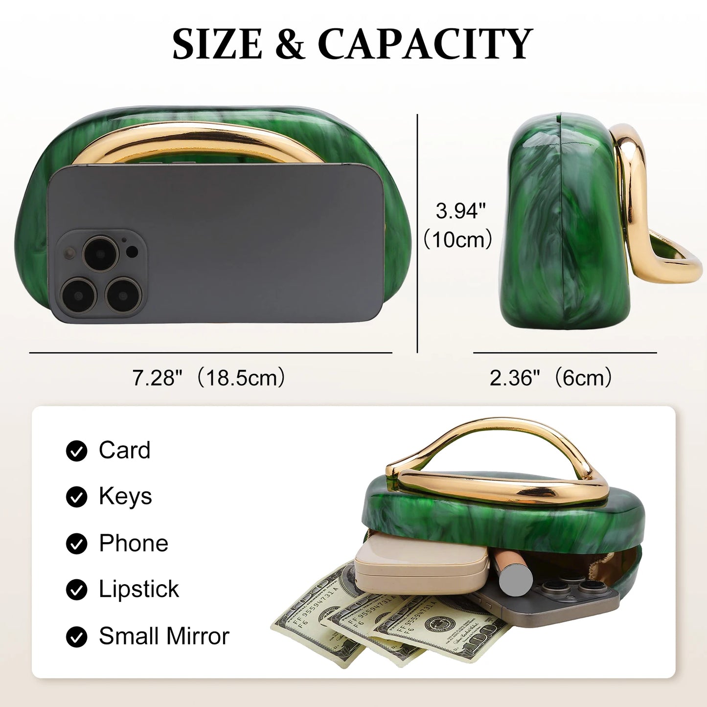 Women's Fashion Luxury Evening Metal Gold Clutch Purse Bag